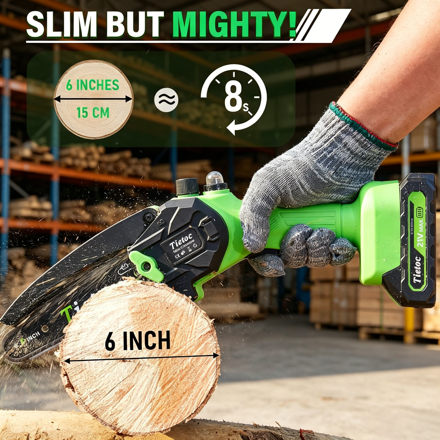 Chainsaw 6 Inch Mini Electric Chainsaw Cordless Battery Powered