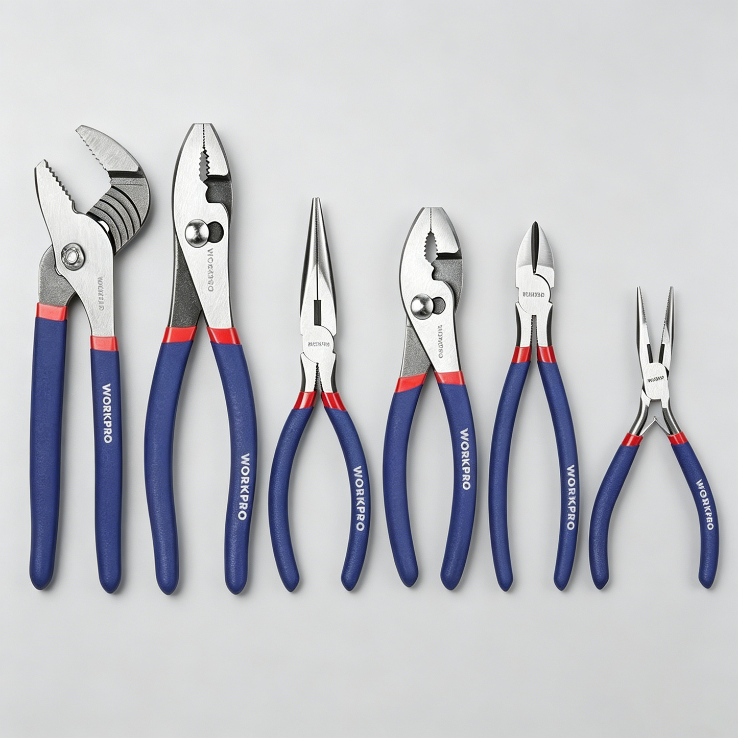 7-piece WORKPRO Pliers Set with Groove Joint, Long Nose, Slip Joint