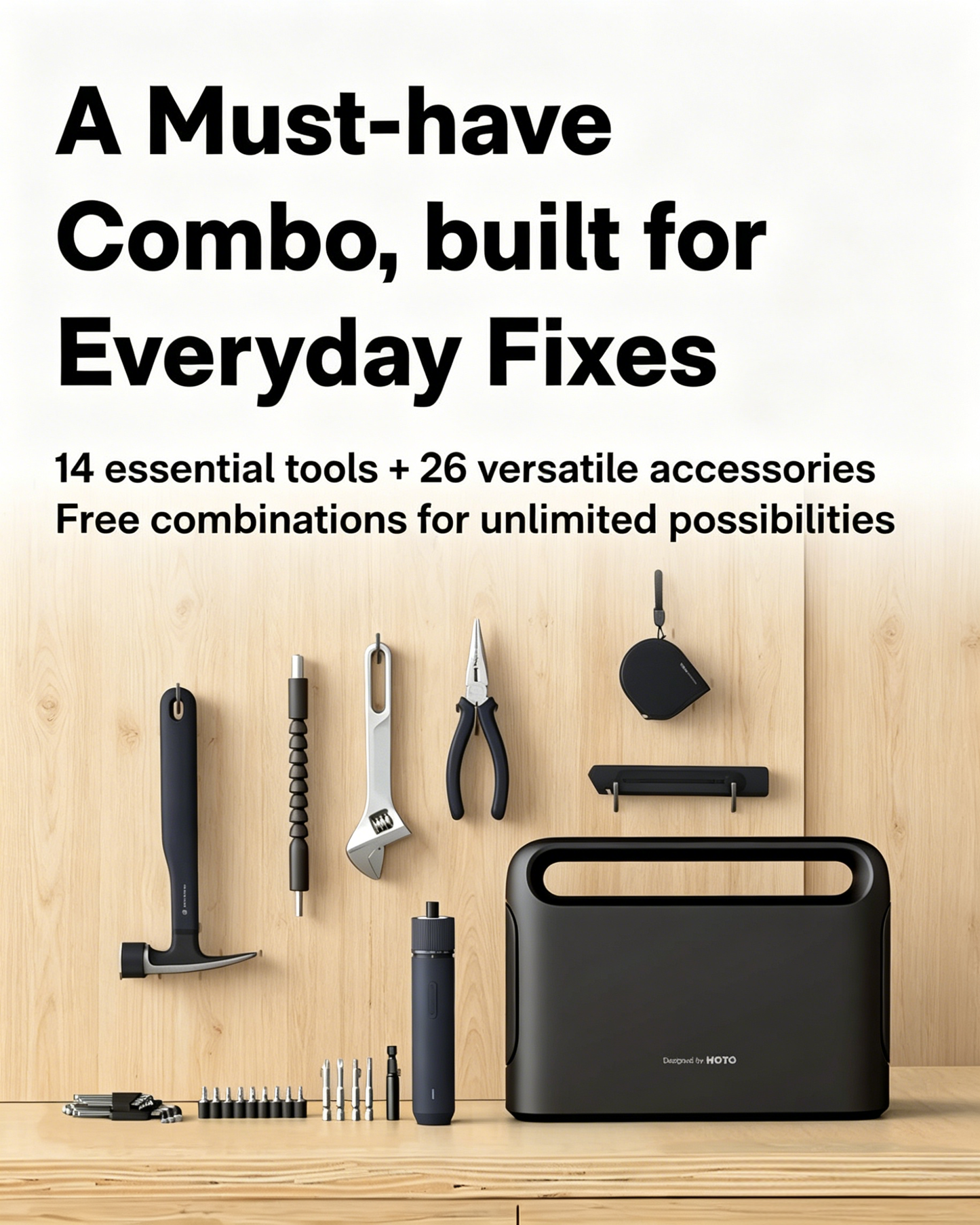 40-Piece Tool Kit, Household Essentials Tool Set w/Smart Electric Screwdriver