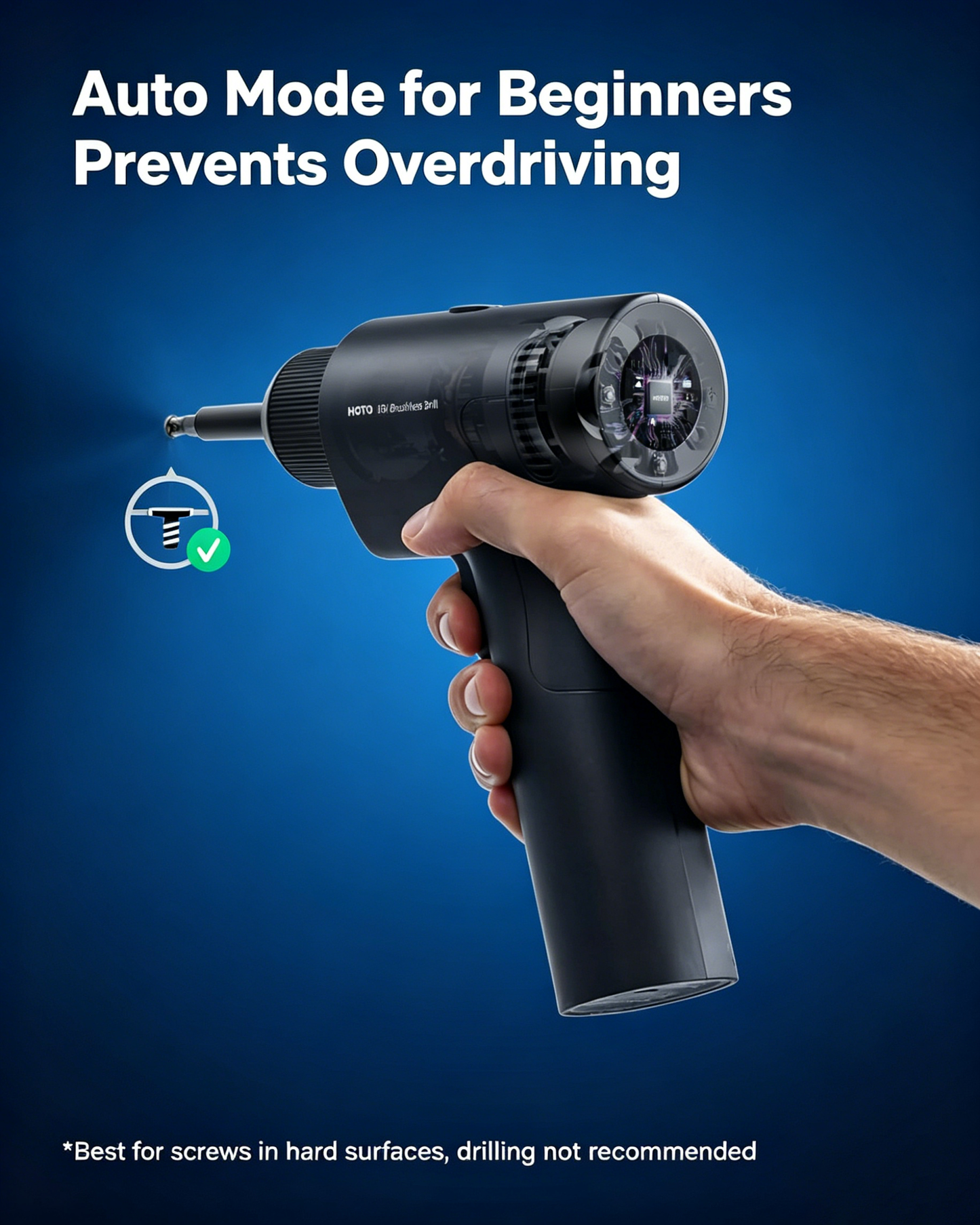 16V Brushless Power Drill, 50 N·m High Torque with Smart Display