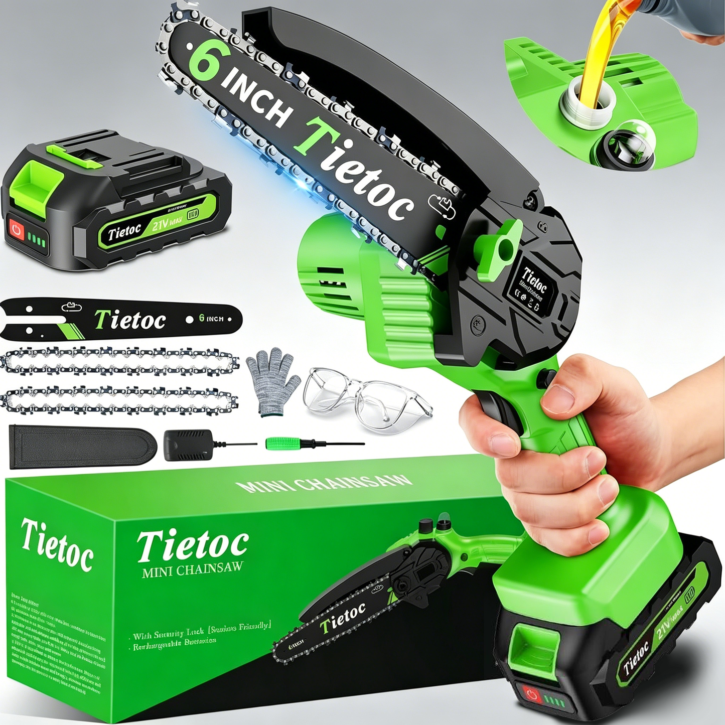Chainsaw 6 Inch Mini Electric Chainsaw Cordless Battery Powered