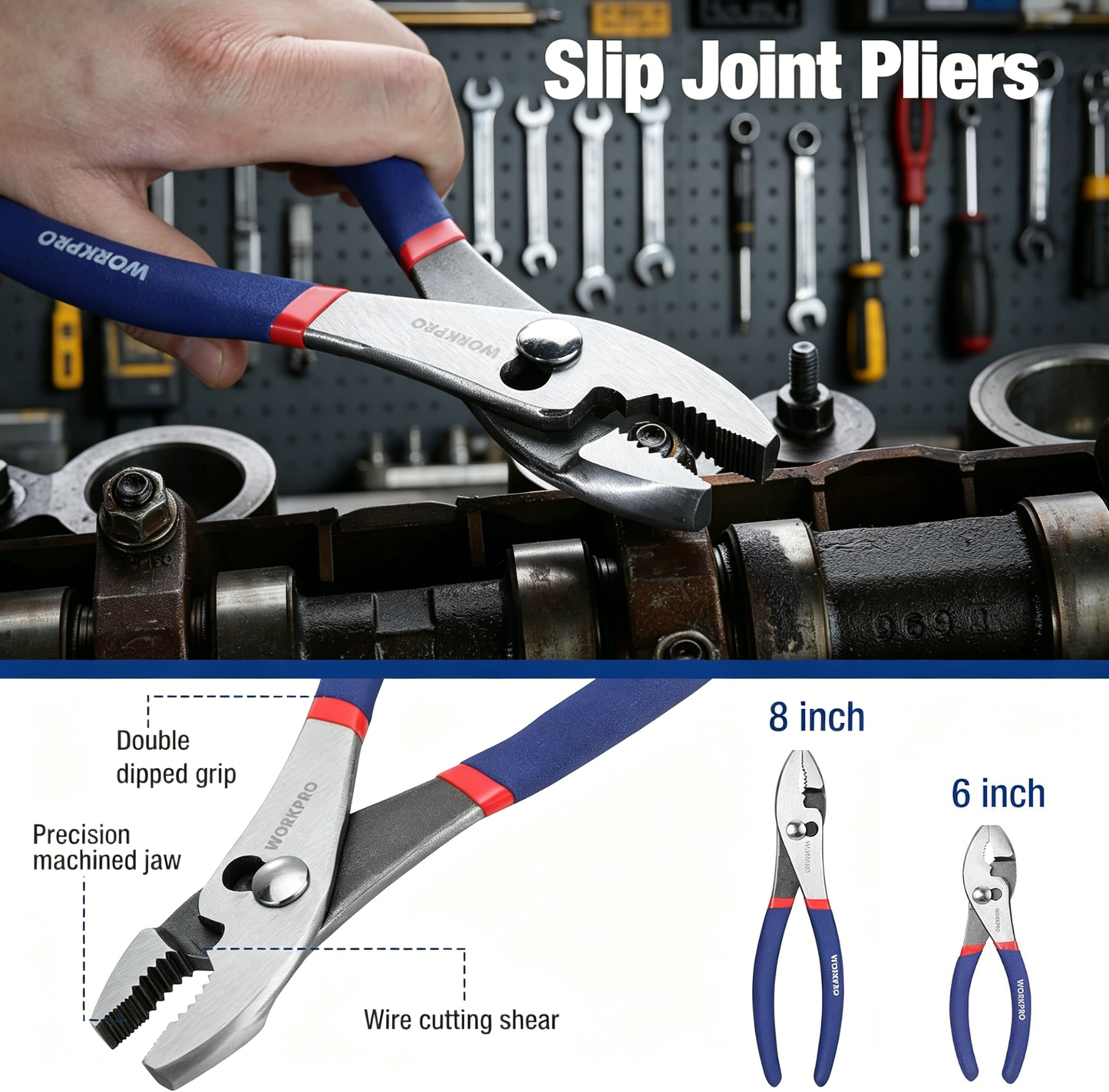 7-piece WORKPRO Pliers Set with Groove Joint, Long Nose, Slip Joint