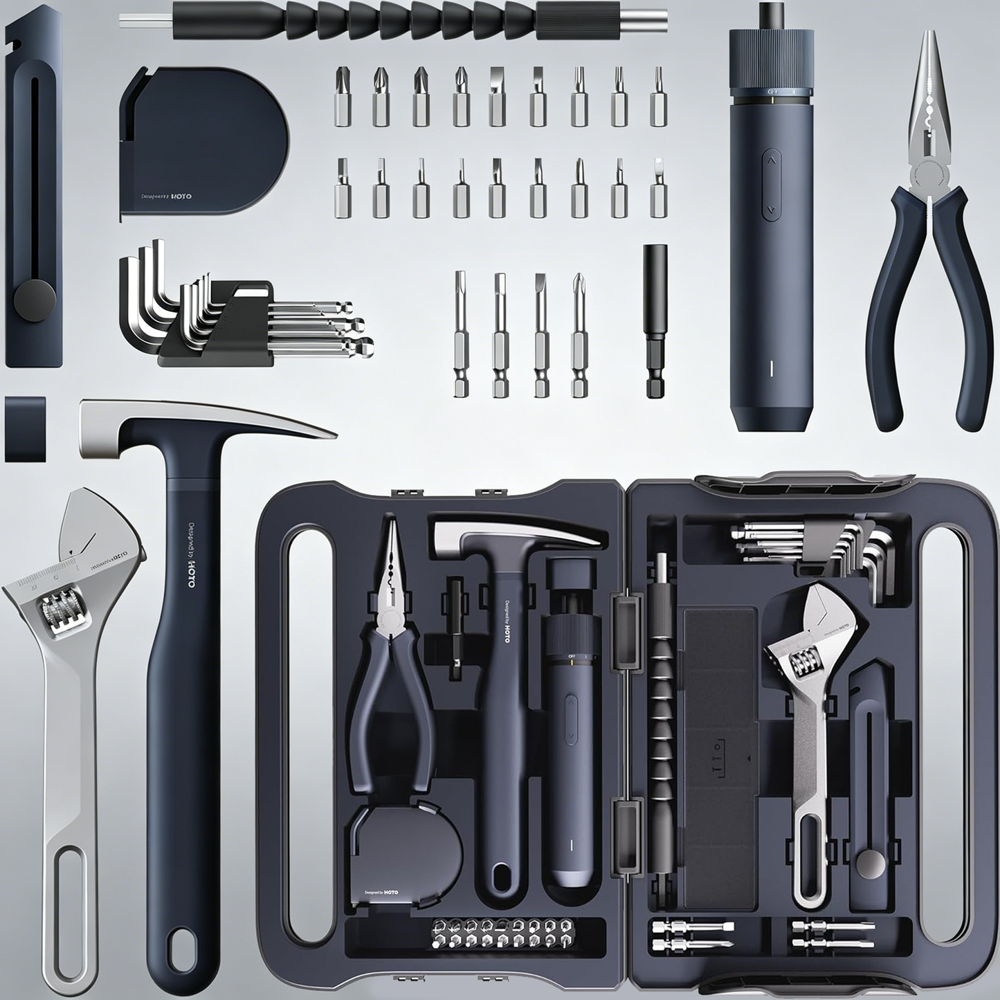 40-Piece Tool Kit, Household Essentials Tool Set w/Smart Electric Screwdriver