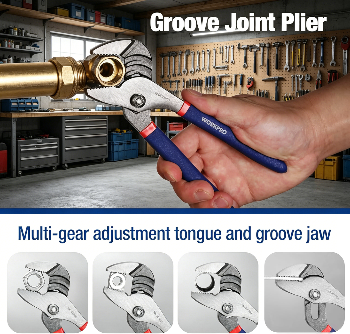 7-piece WORKPRO Pliers Set with Groove Joint, Long Nose, Slip Joint