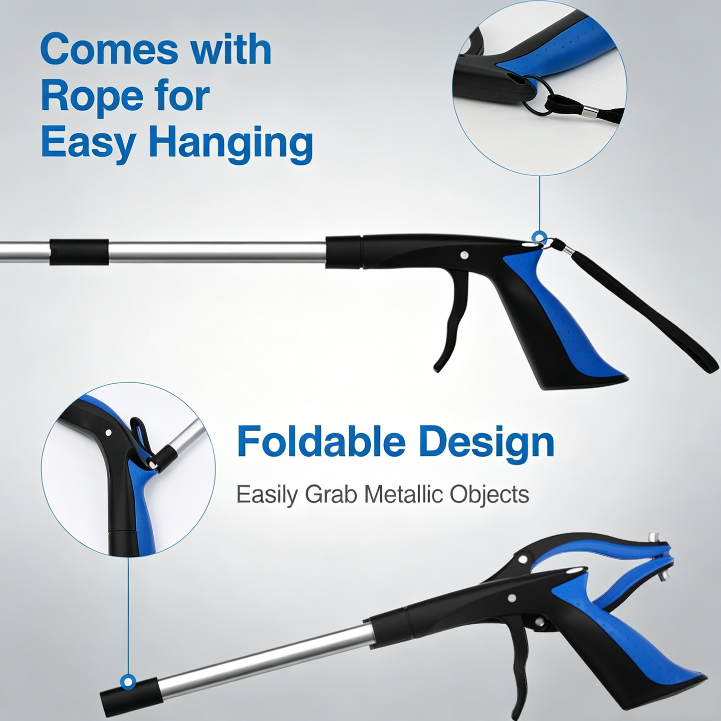 2-Pack Grabber Reacher Tool, 32 Inch Extra Long Steel Foldable Pick Up Stick